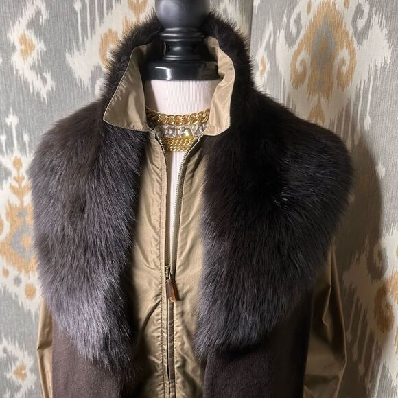 Ralph Lauren Espresso Brown Italian Shearling & Cashmere Blend Knit Scarf - Picture 8 of 16